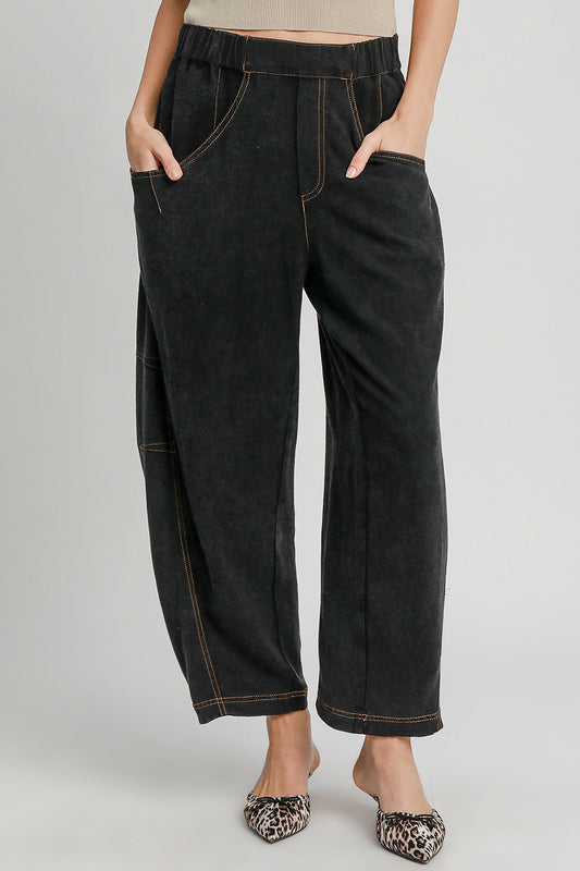 Umgee - Elastic Waist Baggy Fit Pants with Pockets