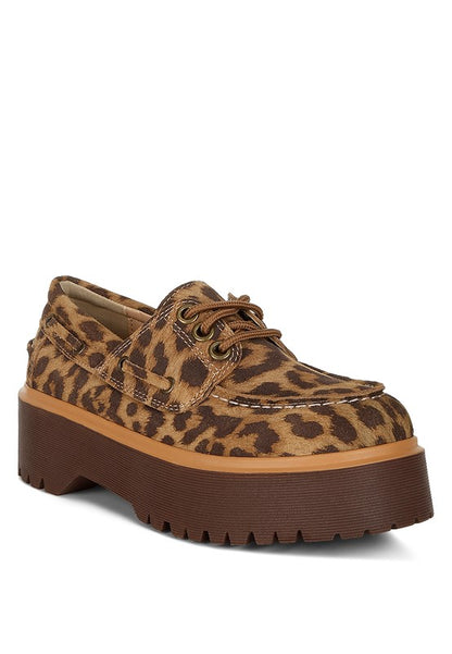 ONGLUR Leopard Print Suede Oxford Loafers