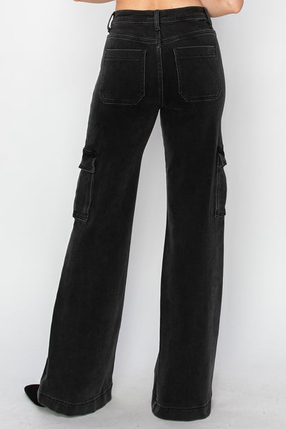 RISEN Full Size Wide Leg Cargo Jeans