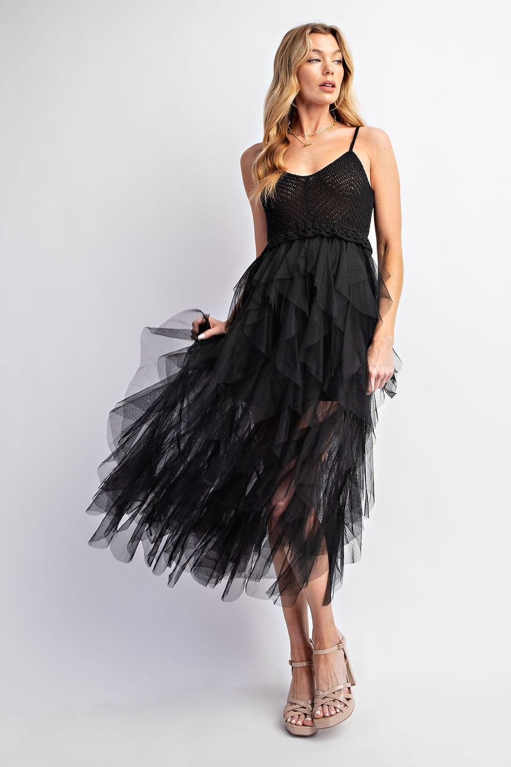 Sweet Generis - LOVELY Tulle Midi Crochet Dress