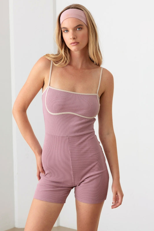 LE LIS Ribbed Knit Bodycon Romper