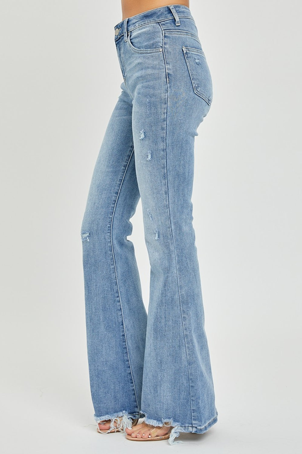 RISEN Full Size Frayed Hem Flare Jeans