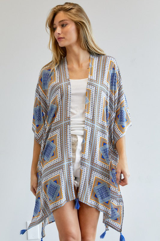 Davi & Dani Boho Print Kimono