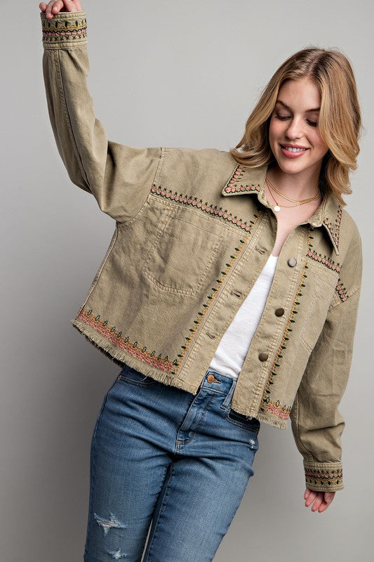 Sweet Generis Embroidered Wash Cotton Jacket