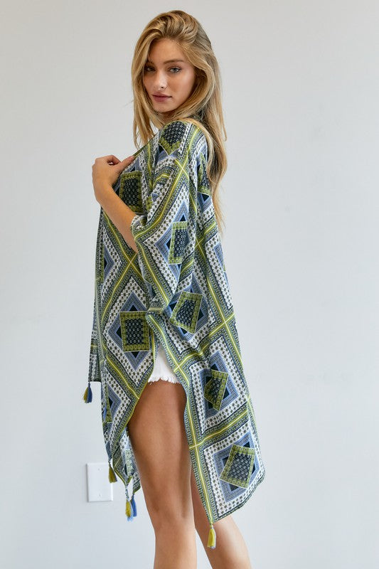 Davi & Dani Boho Print Kimono