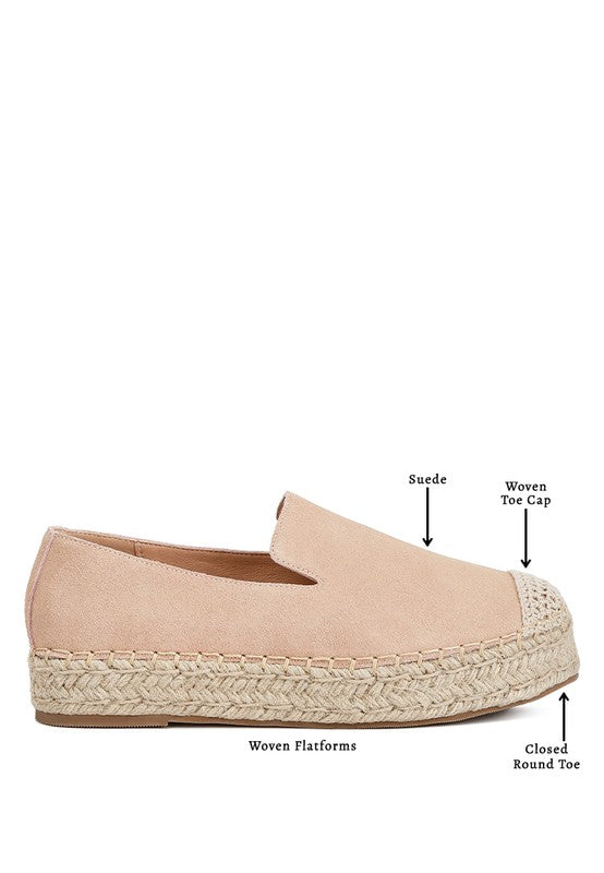 ELLERIE Suede Flatform Heel Espadrilles