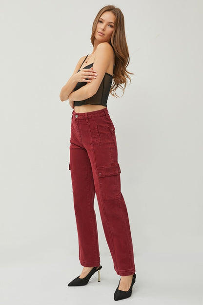 RISEN - Full Size High Rise Wide Leg Cargo Jeans