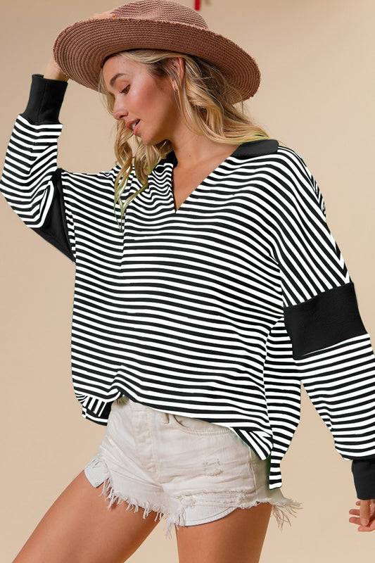 BiBi Striped Contrast Knit Top