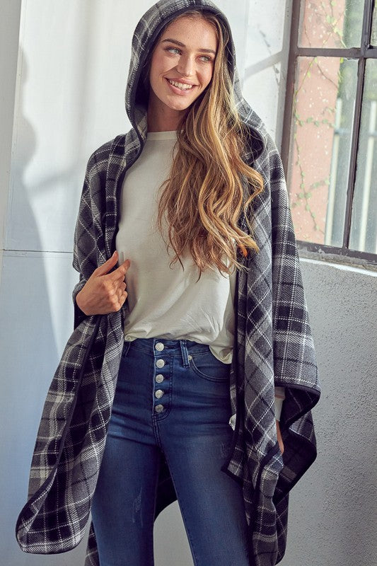 Plaid Blanket Poncho