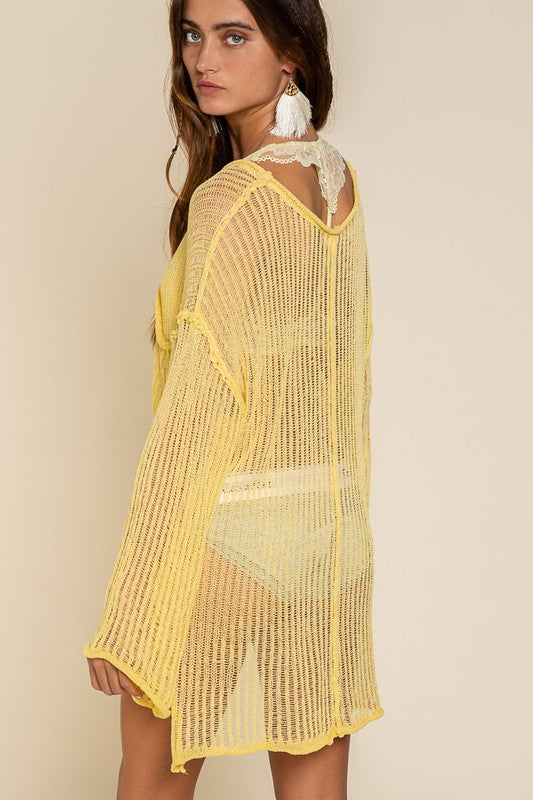 POL See-through Boat Neck Sweater