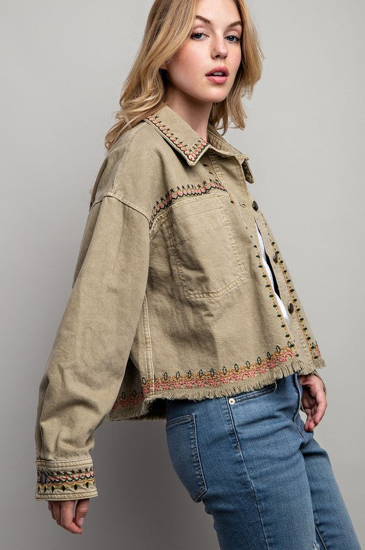 Sweet Generis Embroidered Wash Cotton Jacket