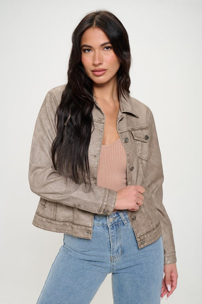 Coalition LA Button-Down Vegan Leather Shacket