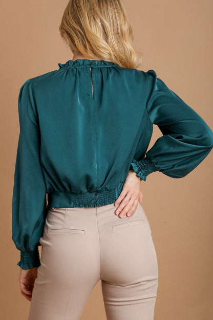 Umgee - Frill Tied Hem Long Sleeve Blouse