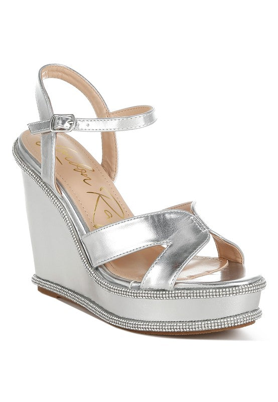 REGINA 5" Rhinestone Embellished Wedge Sandals