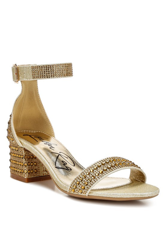 TWERKY Rhinestone Embellished Block Sandals