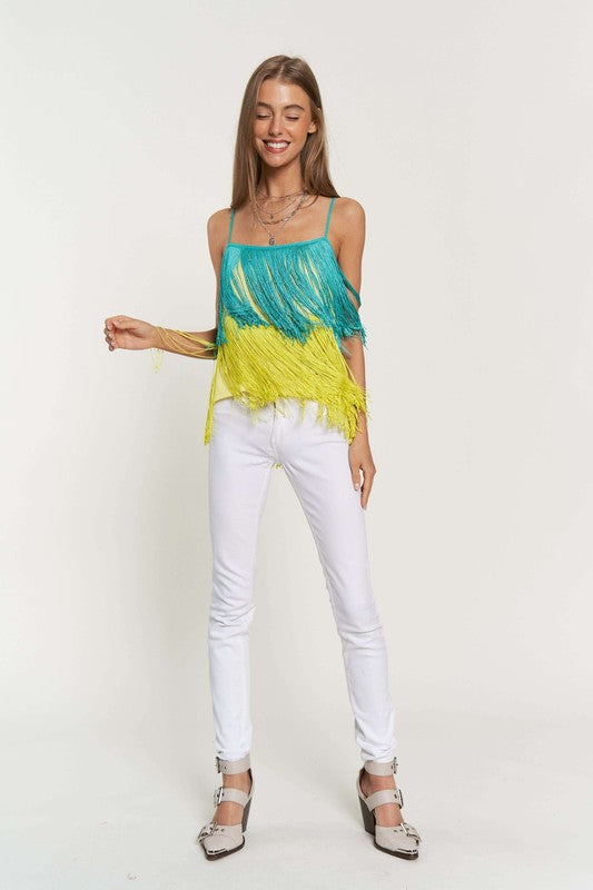 Davi & Dani Fringe Overlay Party Cami Top