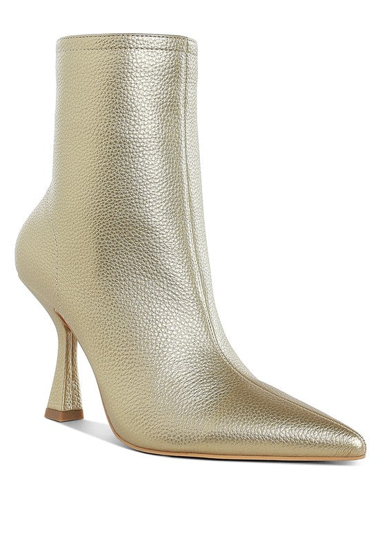 FARNAK Metallic Pointed Toe Ankle Boots