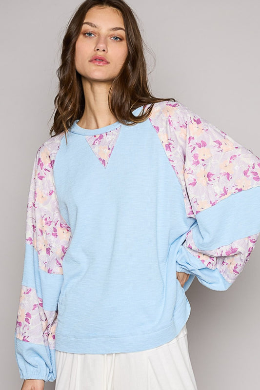 POL Floral Balloon Sleeve Top