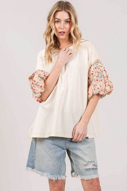 Bubble Sleeve Oversize Top