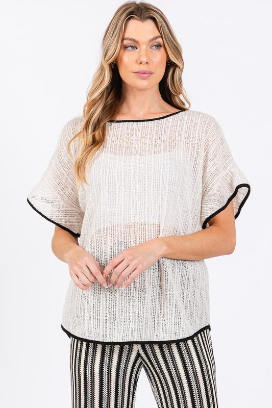 GeeGee Contrast Trim Knit Cover Up