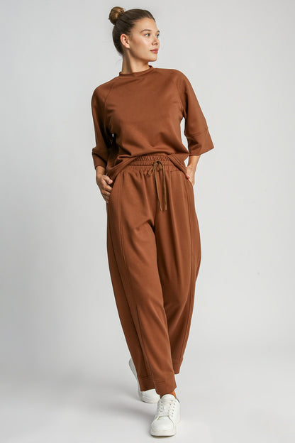 Umgee - Full Size Drawstring Wide Leg Pants with Pockets