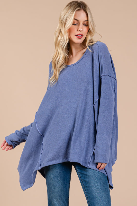 Ces Femme Asymmetrical Drop Sleeve Top