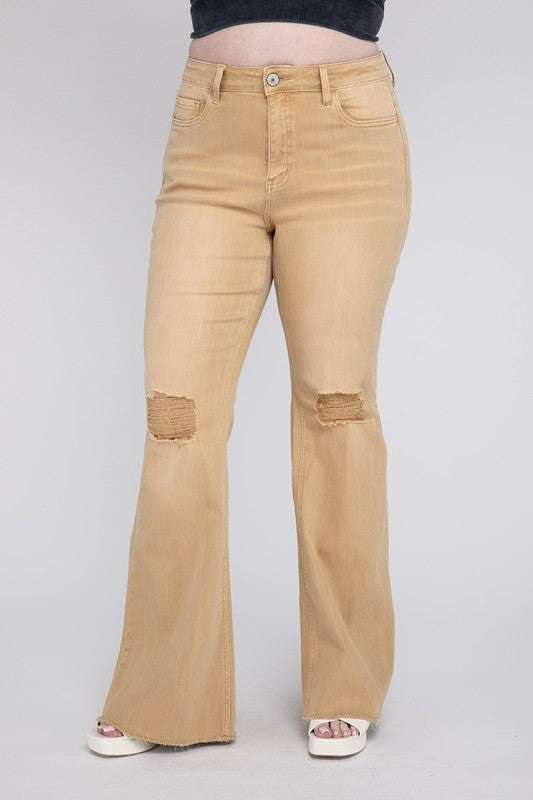 Plus Size - High Rise Flare Jeans