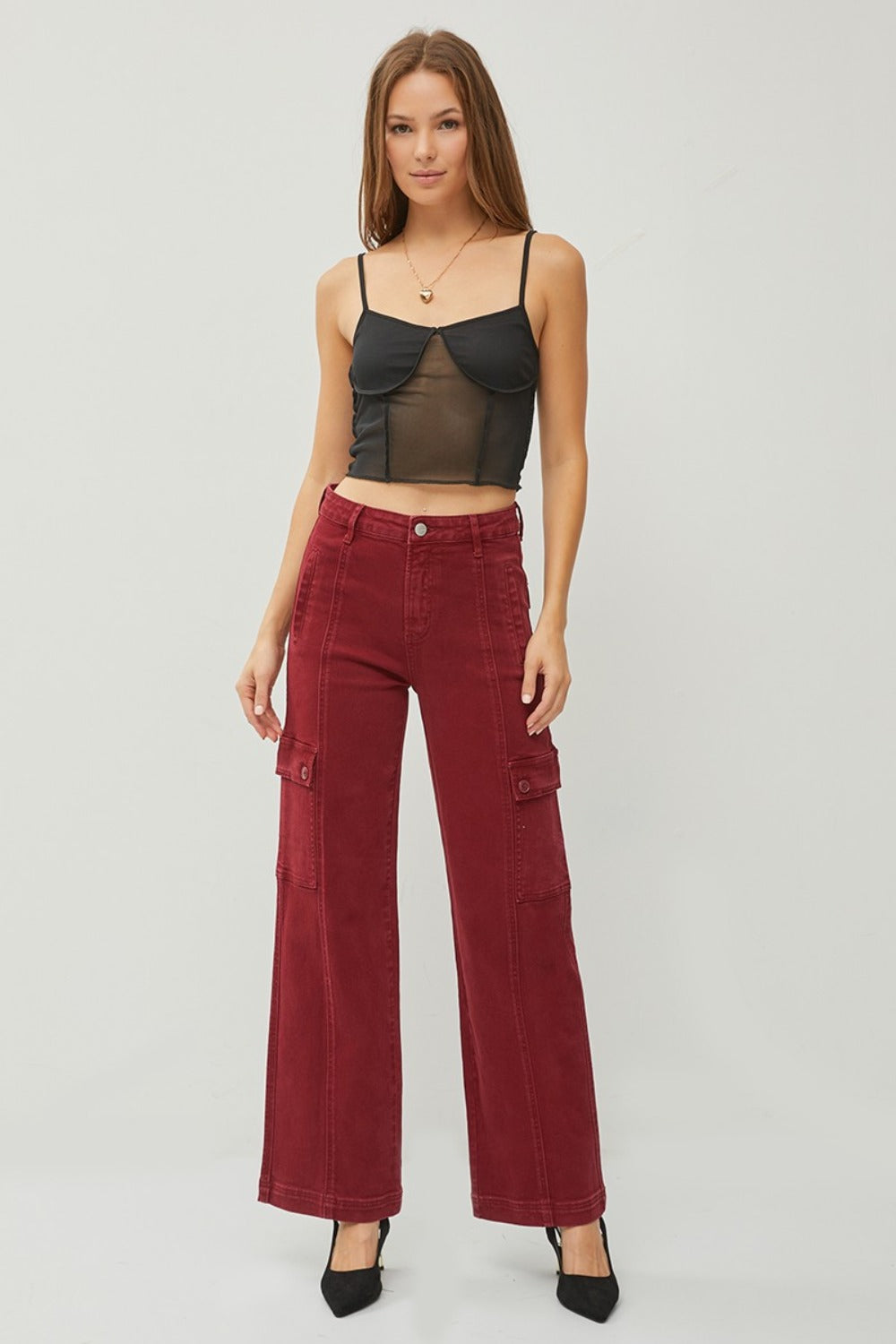 RISEN - Full Size High Rise Wide Leg Cargo Jeans