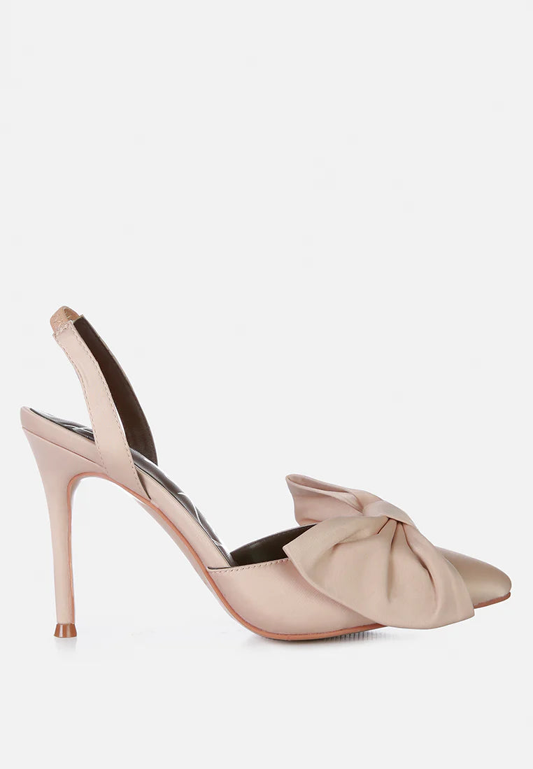 SMITTEN High Heeled Bow Slingback Sandals